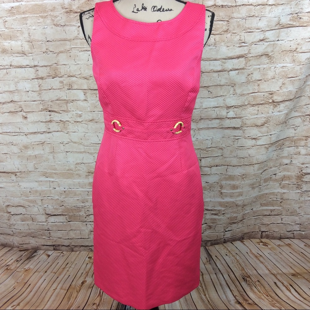 TAHARI Fanny Pink Textured Career Dress 4